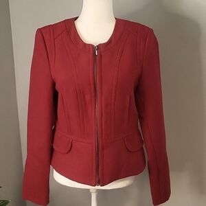 Express Vintage Structured Peplum Lined Zip Front Red Moto Jacket Size M